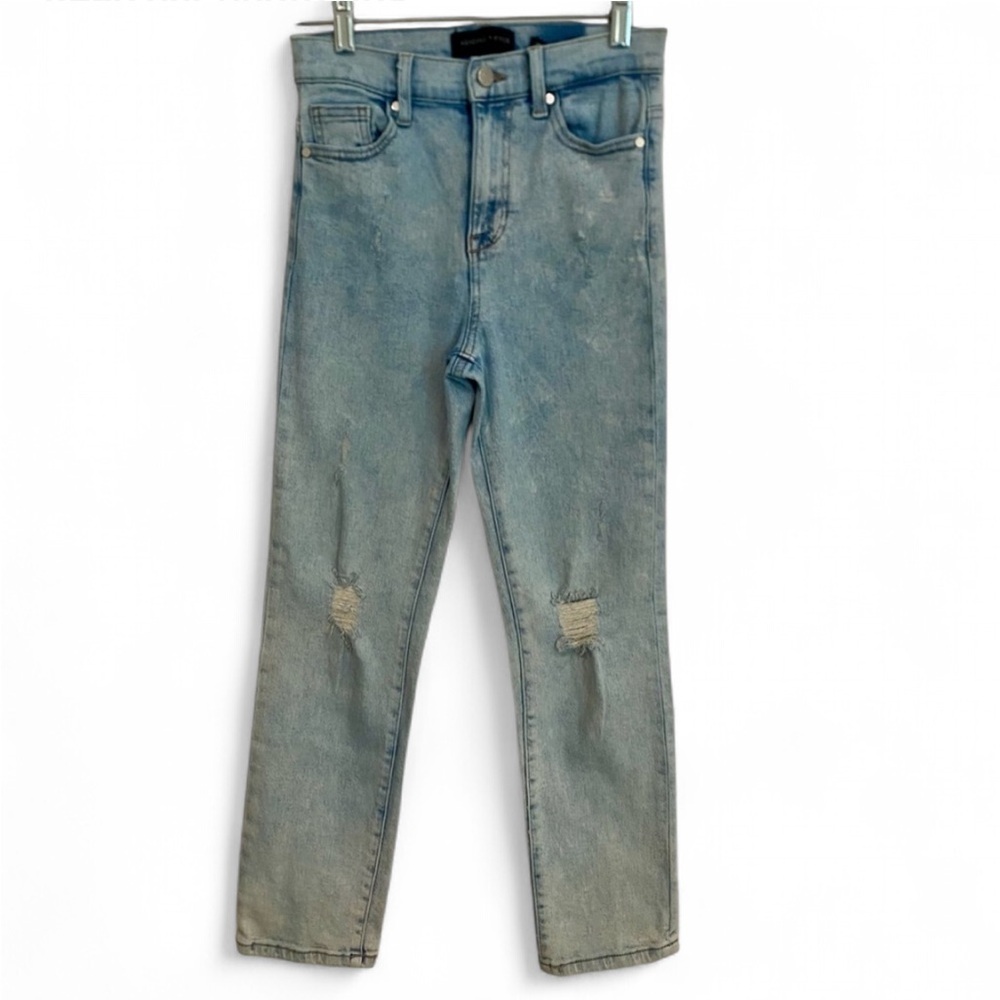 KENDALL & KYLIE THE ICON HIGH RISE STRAIGHT LEG DISTRESSED DENIM JEANS SIZE 25